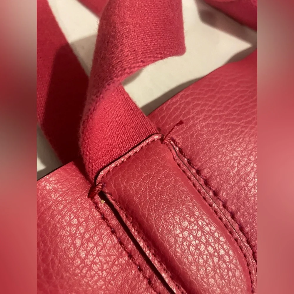 Coach Derby Tote F58660 Strawberry Red Pebbled Leather Large Shoulder Bag - Picture 13 of 14